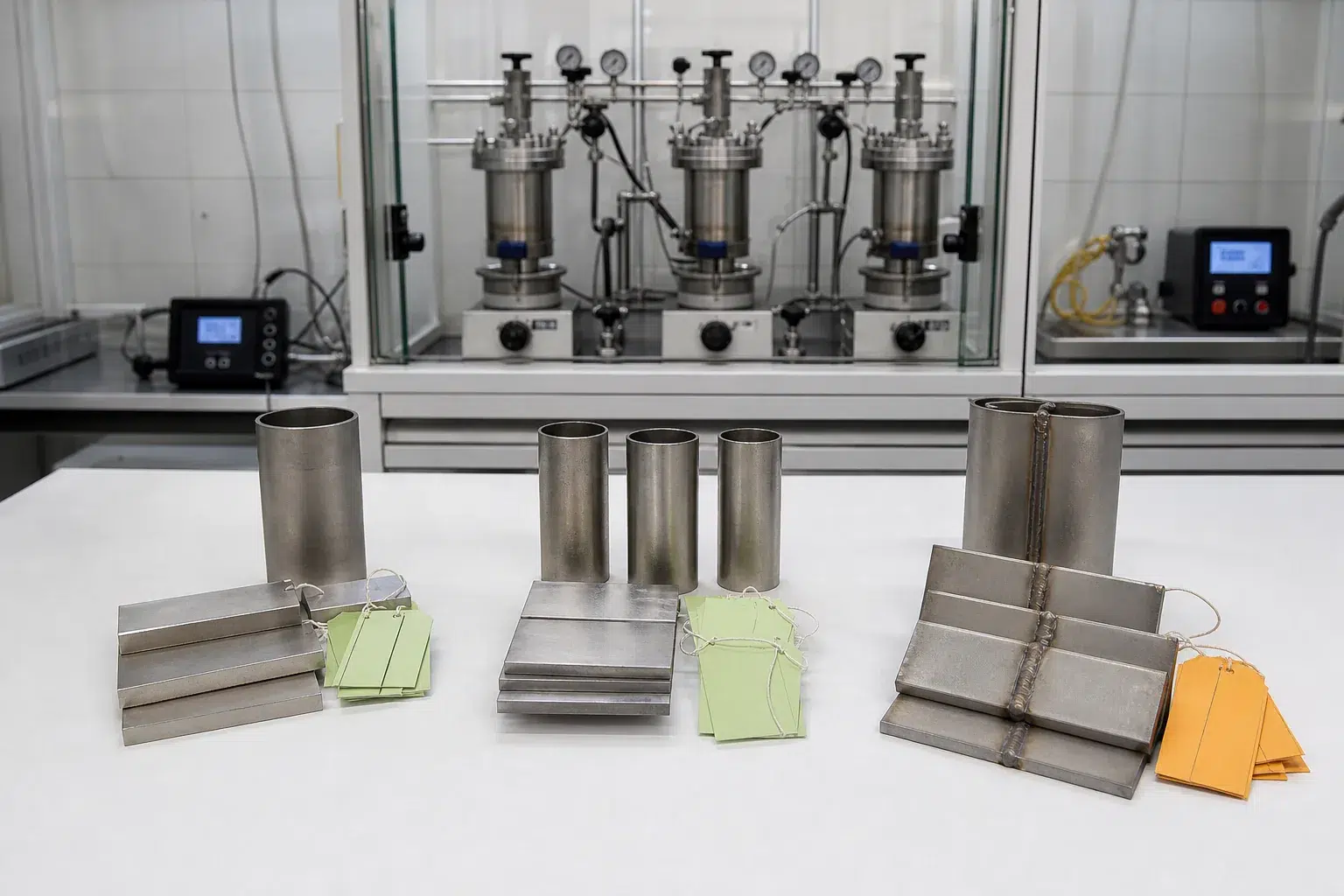 Nickel plate tube and welded samples prepared for caustic corrosion qualification
