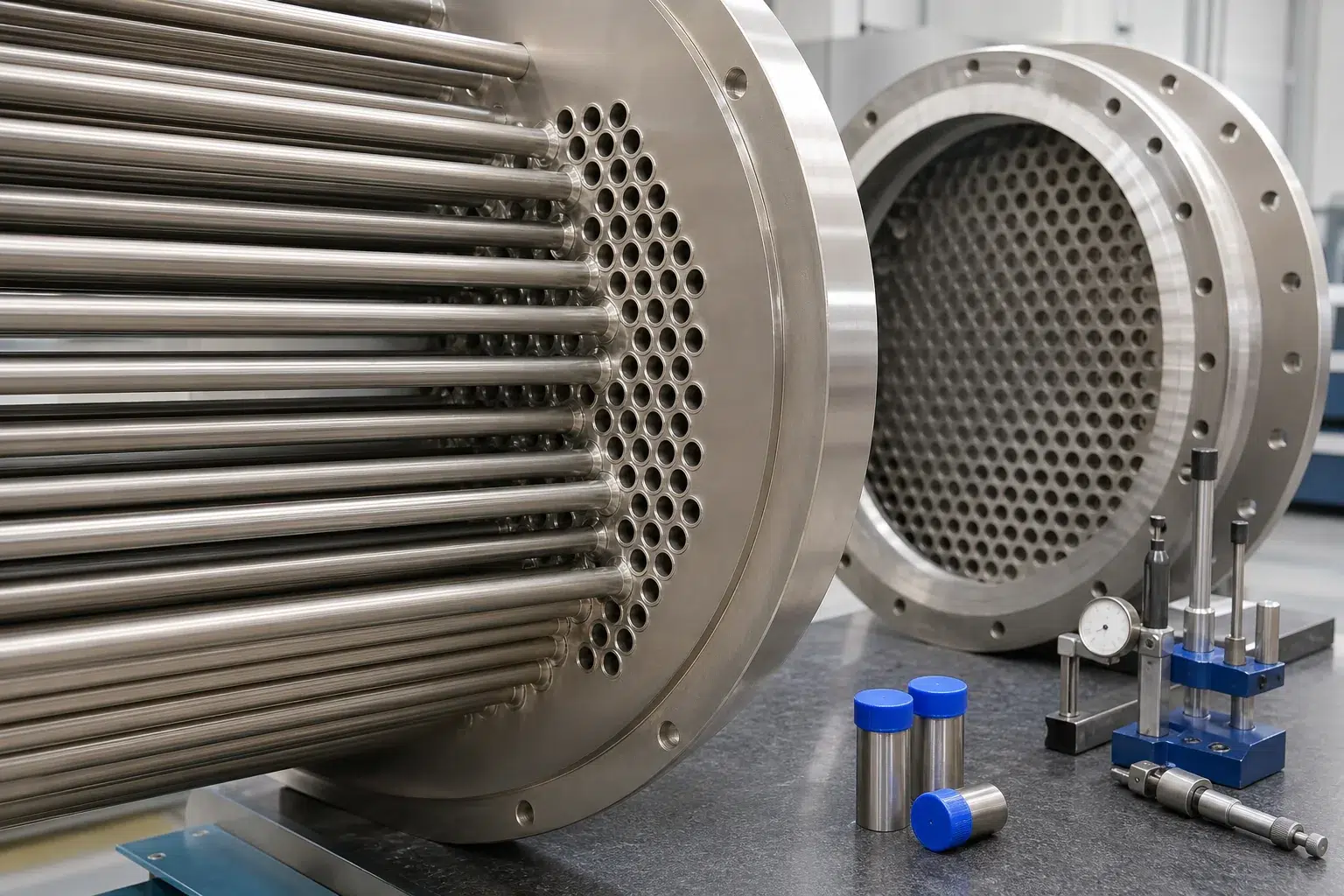 Seamless nickel heat exchanger tubes installed in a machined tube sheet